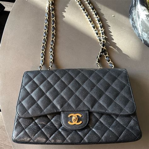 chanel jumbo caviar single flap vintage|CHANEL Caviar Quilted Jumbo Single Flap Navy .